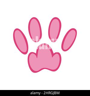 Rosa Tierpfanddrucke. Skizzieren Sie die Fußabdrücke eines Hasen, Hasen, einer Katze oder eines Hundes. Vektorgrafik isoliert auf weißem Hintergrund Stock Vektor