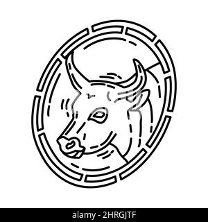 OX Symbol Teil des chinesischen Neujahrs Zubehör und Symbole Handgezeichnete Icon Set Vektor. Stock Vektor
