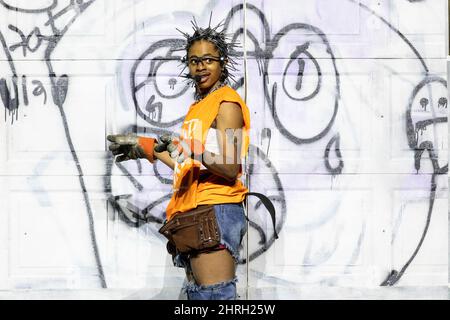 Milwaukee, USA. 24.. Februar 2022. Teezo Touchdown am 24. Februar 2022 auf dem Fiserv Forum in Milwaukee, Wisconsin (Foto: Daniel DeSlover/Sipa USA) Quelle: SIPA USA/Alamy Live News Stockfoto