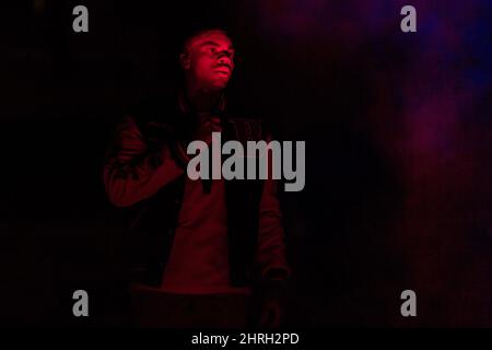 Milwaukee, USA. 24.. Februar 2022. Vince Staples am 24. Februar 2022 beim Fiserv Forum in Milwaukee, Wisconsin (Foto: Daniel DeSlover/Sipa USA) Quelle: SIPA USA/Alamy Live News Stockfoto