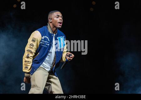 Milwaukee, USA. 24.. Februar 2022. Vince Staples am 24. Februar 2022 beim Fiserv Forum in Milwaukee, Wisconsin (Foto: Daniel DeSlover/Sipa USA) Quelle: SIPA USA/Alamy Live News Stockfoto