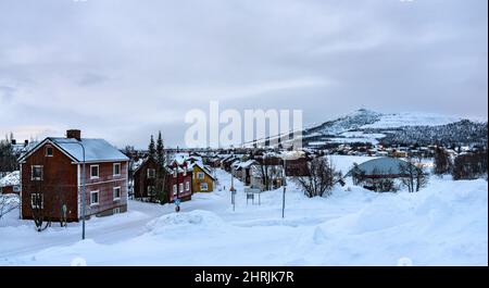 Stadtbild von Kiruna in Lappland, Schweden Stockfoto