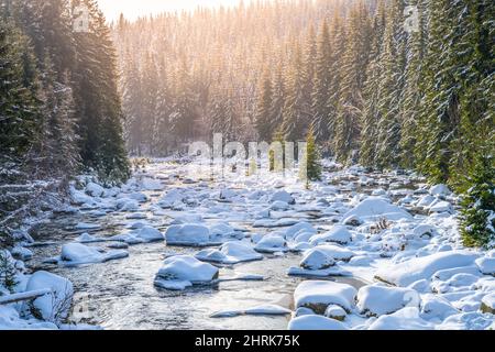 Fluss Jizera in der Winterzeit Stockfoto