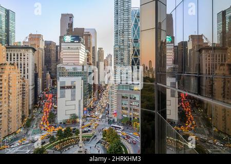 Luftaufnahme des Columbus-Kreises, der neunten Avenue und des broadway Stockfoto