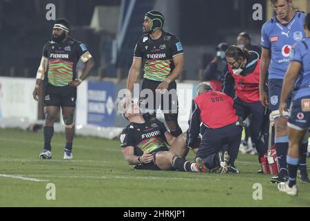 Parma, Italien. 25.. Februar 2022. Die Verletzung von Giovanni Licata (Zebre) während Zebre Rugby vs Vodacom Bulls, United Rugby Championship Spiel in Parma, Italien, Februar 25 2022 Quelle: Independent Photo Agency/Alamy Live News Stockfoto