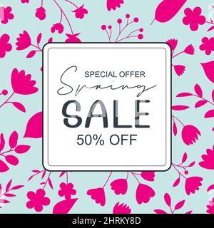 Frühling Verkauf Banner Hintergrund Vorlage mit bunten Flower.Can verwendet werden Social-Media-Karte, Gutschein, Tapete, Flyer, Einladung, Poster, Broschüre. Stock Vektor