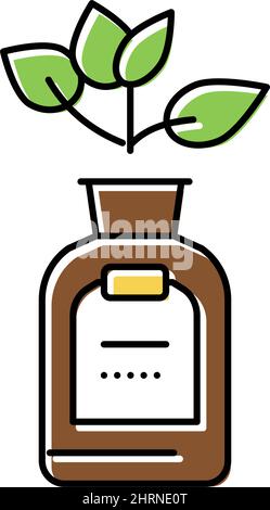 Natürliche Pflanze Phytotherapie Medikamente Flasche Farbe Symbol Vektor Illustration Stock Vektor