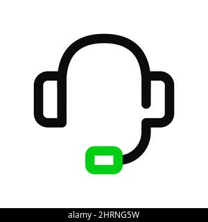 Symbol für das Callcenter-Headset. Pixelgenaue, bearbeitbare Kontur Stock Vektor