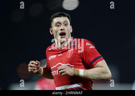 Kingston upon Hull, Großbritannien. 25.. Februar 2022. Sam Wood #24 von Hull KR während des Spiels in Kingston upon Hull, Vereinigtes Königreich am 2/25/2022. (Foto von James Heaton/News Images/Sipa USA) Quelle: SIPA USA/Alamy Live News Stockfoto