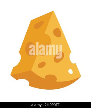 Dreieck Stück Käse. Milchprodukt im Cartoon-Stil. Stock Vektor
