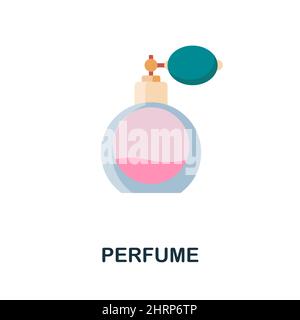 Flach-Symbol für Parfüm. Farbiger Elementschild aus der Kosmetiksammlung. Flat Parfüm Symbol Zeichen für Web-Design, Infografiken und mehr. Stock Vektor