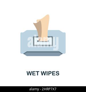 Symbol für die flache Wet Wipes-Ebene. Farbiger Elementschild aus der Kosmetiksammlung. Flaches Wet Wipes-Symbol für Webdesign, Infografiken und mehr. Stock Vektor