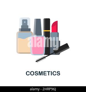 Flaches Symbol für Kosmetika. Farbiger Elementschild aus der Kosmetiksammlung. Flat Cosmetics Icon-Zeichen für Webdesign, Infografiken und mehr. Stock Vektor