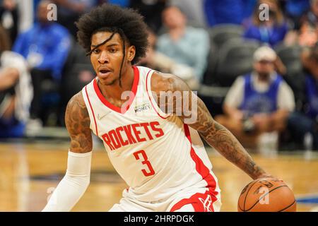 Orlando, Florida, USA, 25. Februar 2022, Houston Rockets Shooting Guard Kevin Porter Jr. #3 im Amway Center. (Foto: Marty Jean-Louis) Quelle: Marty Jean-Louis/Alamy Live News Stockfoto