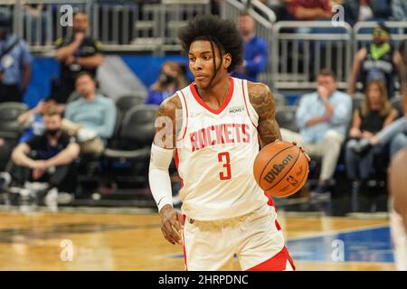 Orlando, Florida, USA, 25. Februar 2022, Houston Rockets Shooting Guard Kevin Porter Jr. #3 im Amway Center. (Foto: Marty Jean-Louis) Quelle: Marty Jean-Louis/Alamy Live News Stockfoto