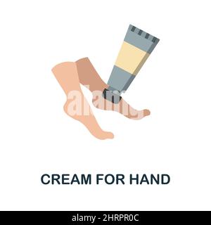 Creme für Hand flach Symbol. Farbiger Elementschild aus der Kosmetiksammlung. Flache Creme für Hand Symbol Zeichen für Web-Design, Infografiken und mehr. Stock Vektor
