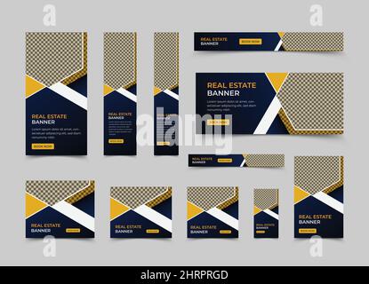 Morden und kreative Immobilien-Web-Banner-Template-Design, Vector horizontale und vertikale google-Web-Banner-Anzeigen Design Stock Vektor