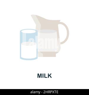 Symbol für Milchabflachung. Farbiger Elementschild aus der Getränkesammlung. Flaches Milch-Symbol für Webdesign, Infografiken und mehr. Stock Vektor