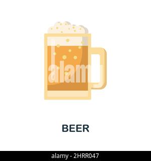 Symbol „Bier flach“. Farbiger Elementschild aus der Getränkesammlung. Flat Beer Icon-Zeichen für Webdesign, Infografiken und mehr. Stock Vektor