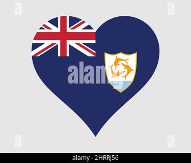 Flagge Des Anguilla-Herzens. Anguillan Love Shape Flag. Anguilla Britisches Überseegebiet Bannersymbol Symbol Symbol Clipart. EPS-Vektorgrafik. Stock Vektor