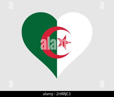 Algerien Herz Flagge. Algerische Liebe Form Land Nation National Flagge. Demokratische Volksrepublik Algerien Banner Symbol Zeichen Symbol. EPS-Vektor Stock Vektor