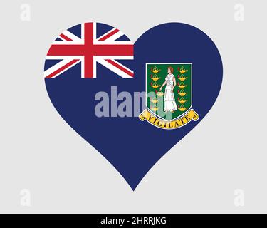 Herz-Flagge Der Britischen Jungferninseln. BVI Love Shape Flag. Jungferninseln Banner Symbol Symbol Symbol Symbol Clipart. EPS-Vektorgrafik. Stock Vektor