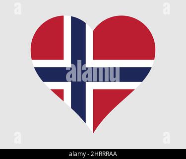 Herzflagge Norwegen. Norwegische Love Shape Country Nation Nationalflagge. Königreich Norwegen Banner Symbol Zeichen Symbol. EPS-Vektorgrafik. Stock Vektor