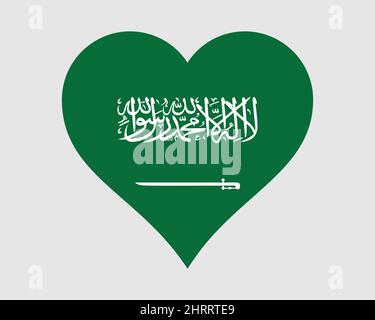 Herzflagge Saudi-Arabiens. Saudi Arabian Love Shape Country Nation Nationale Flagge. Königreich Saudi-Arabien Banner Symbol Zeichen Symbol. EPS-Vektor-Illustration Stock Vektor