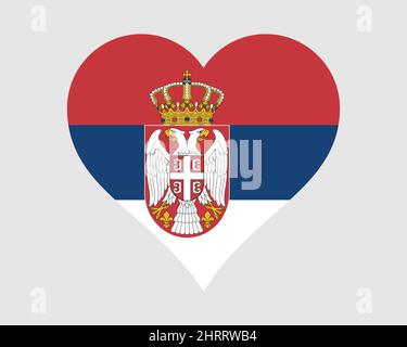 Serbien Herz Flagge. Serbische Liebe Form Land Nation Nationale Flagge. Republik Serbien Banner Symbol Symbol Zeichen Symbol. EPS-Vektorgrafik. Stock Vektor