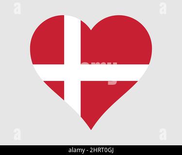 Dänemark Herz Flagge. Dänische Love Shape Country Nation Nationalflagge. Symbol „Dane Banner“. EPS-Vektorgrafik. Stock Vektor