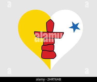 Nunavut Kanada Herzflagge. NU Canadian Love Shape Territory Flagge. Nunavummiut Banner Symbol Symbol Symbol Symbol Clipart. EPS-Vektorgrafik. Stock Vektor