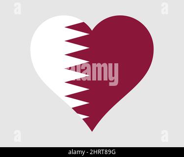 Qatar Heart Flag. Katar Liebe Form Land Nation National Flagge. Staat Katar Banner Symbol Zeichen Symbol. EPS-Vektorgrafik. Stock Vektor