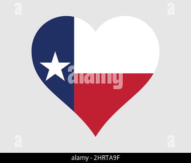 Texas USA Herz Flagge. TX US Love Shape State Flag. Texan Vereinigte Staaten von Amerika Banner Symbol Symbol Symbol Clipart. EPS-Vektorgrafik. Stock Vektor