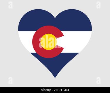 Colorado USA Herzflagge. CO US Love Shape State Flag. Colorado Vereinigte Staaten von Amerika Banner Symbol Symbol Symbol Clipart. EPS-Vektorgrafik. Stock Vektor