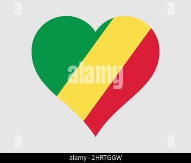 Kongo Brazzaville Herz Flagge. Kongolesische Love Shape Country Nation National Flagge. Republik Kongo Banner Symbol Symbol Zeichen Symbol. EPS-Vektor-Illustration Stock Vektor