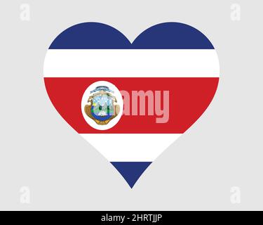 Costa Rica Herz Flagge. Costa Rica Love Shape Country Nation National Flagge. Republik Costa Rica Banner Symbol Zeichen Symbol. EPS-Vektorgrafik. Stock Vektor