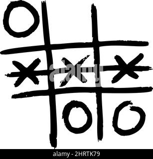 TIC tac Toe wurde isoliert skizziert. Vintage-Spiel im handgezeichneten Stil. Graviert Kreuz und Null entworfen für Poster, Druck, Buchillustration, Logo, Symbol, ta Stock Vektor