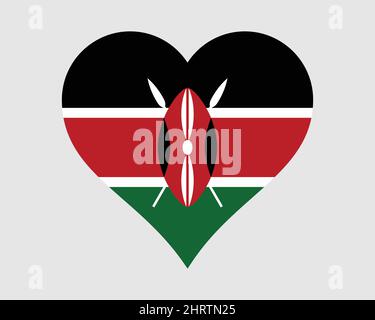 Kenya Heart Flag. Kenianische Love Shape Country Nation Nationalflagge. Republik Kenia Banner Symbol Symbol Zeichen Symbol. EPS-Vektorgrafik. Stock Vektor