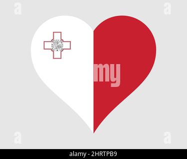 Malta Herz Flagge. Maltese Love Shape Country Nation National Flagge. Republik Malta Banner Symbol Symbol Zeichen Symbol. EPS-Vektorgrafik. Stock Vektor