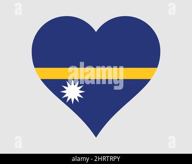 Nauru Herzflagge. Nauruan Love Shape Country Nation Nationale Flagge. Republik Nauru Banner Symbol Symbol Zeichen Symbol. EPS-Vektorgrafik. Stock Vektor