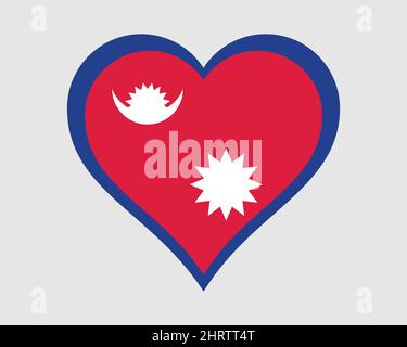 Nepal Heart Flag. Nepali Nepalese Love Shape Country Nation Nationalflagge. Federal Democratic Republic of Nepal Banner Symbol Zeichen Symbol. EPS-Vektor Il Stock Vektor