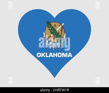 Oklahoma USA Herzflagge. OK US Love Shape State Flag. Okie Vereinigte Staaten von Amerika Banner Symbol Symbol Symbol Clipart. EPS-Vektorgrafik. Stock Vektor