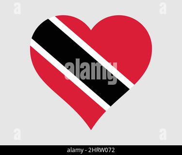 Herzflagge von Trinidad und Tobago. Trinidadian und Tobagonien lieben Form Land Nation National Flagge. Republik Trinidad und Tobago Banner Symbol Zeichen S Stock Vektor