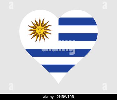 Uruguay Herz Flagge. Uruguayische Love Shape Country Nation Nationalflagge. Orientalische Republik Uruguay Banner Symbol Zeichen Symbol. EPS-Vektorgrafik. Stock Vektor