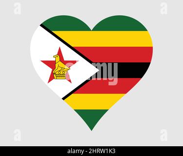 Zimbabwe Heart Flag. Zimbo Love Shape Country Nation Nationalflagge. Republik Simbabwe Banner Symbol Symbol Zeichen Symbol. EPS-Vektorgrafik. Stock Vektor