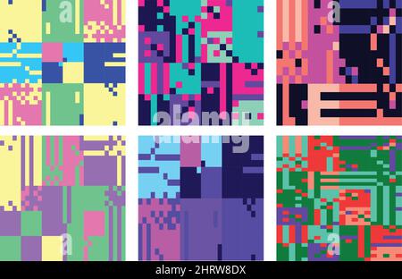 Set mit auffälligen, nahtlosen Neonmustern Stock Vektor