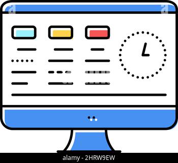 Aufgaben auf dem Computerbildschirm Farbe Symbol Vektor Illustration Stock Vektor