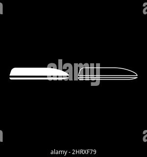 Dach Kofferraum Auto-Box Abdeckung für Reisen trägt Auto-Set-Symbol weiß Farbe Vektor Illustration Bild einfach solide füllen Kontur Kontur Linie dünn flach Stock Vektor