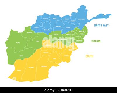 Afghanistan - regionale Karte der Provinzen Stock Vektor