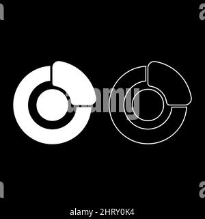 Bremssystem am Rad Auto Auto Scheibenbremse hydraulische Trommel Satz Symbol weiß Farbe Vektor Illustration Bild einfach solide füllen Kontur Kontur Linie Stock Vektor